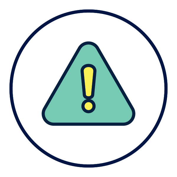 Circle icon showing a warning triangle.